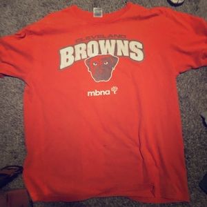 Cleveland Browns Logo in front of shirt.